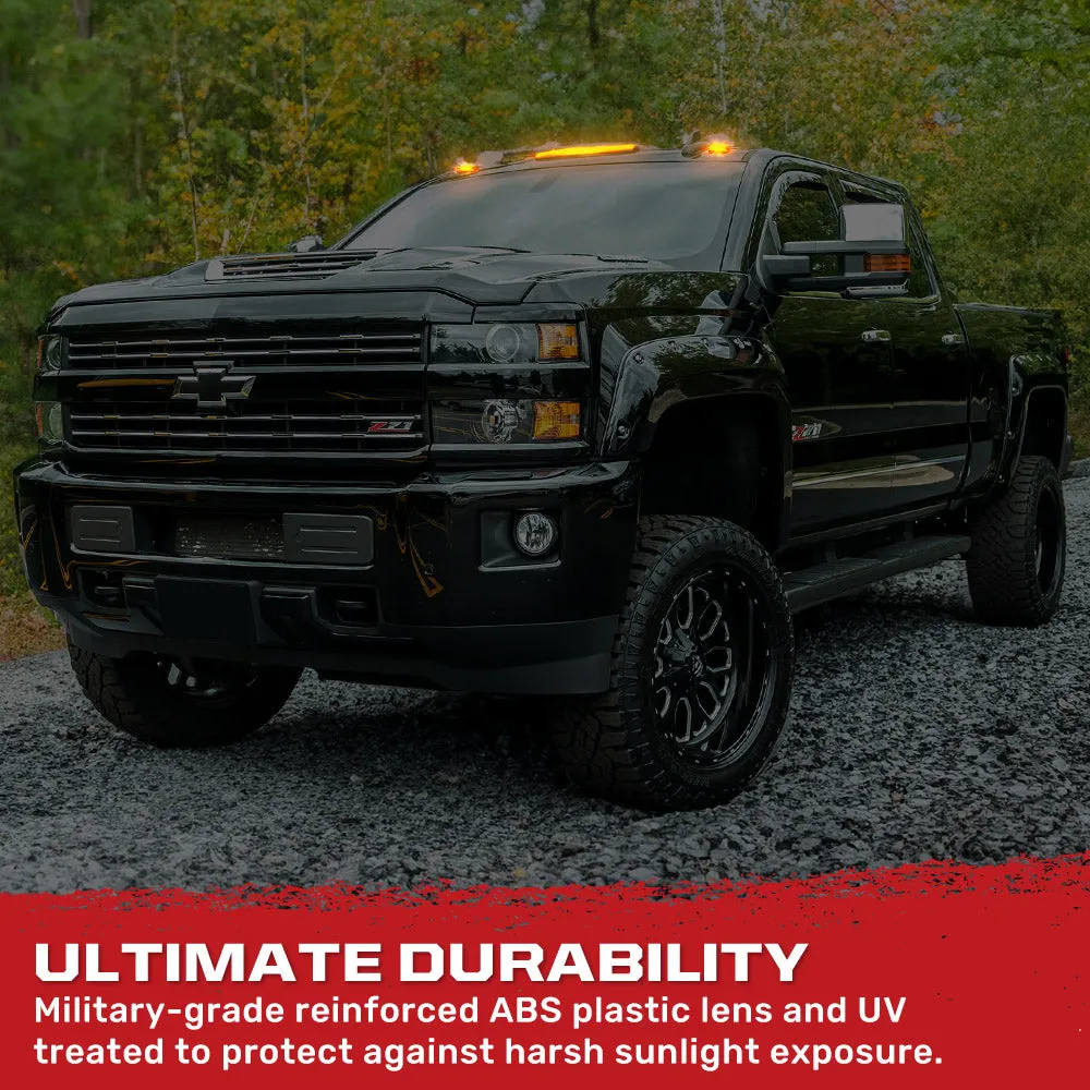 Gmc Chevy 15-19 3rd Gen Body Style Heavy-Duty 3-Piece Set Smoked Cab Roof Light Lens With 2-Way Forward Rear Facing White Ultra High-Power Leds - Plug-N-Play Installation Replaces OEM Installed Cab Roof Lights product image