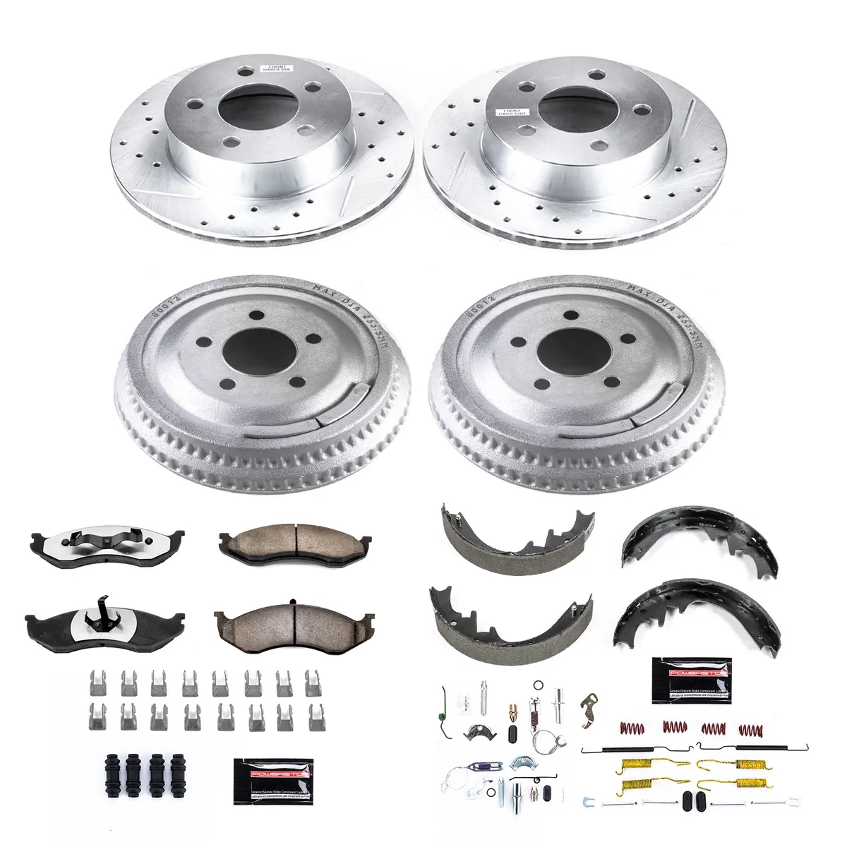 Z36 Truck/Tow Upgrade Kit: Drilled/Slotted Rotors; Carbon-Fiber Ceramic Pads W/Hardware; Coated Drums; Shoes W/Hold Down And Adjuster Kit product image