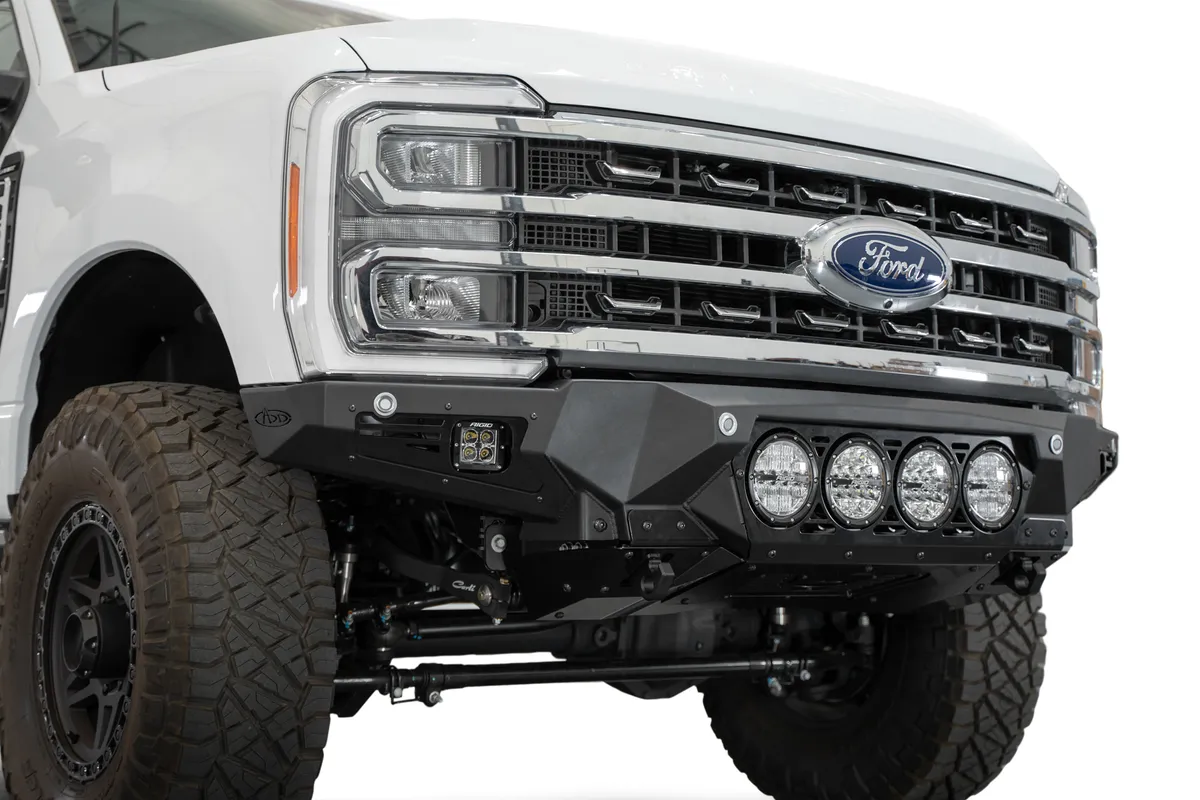 23c F250/F350 Bomber Front Bumper w/ Recessed Mounts For 4 Rigid 360 Lights product image