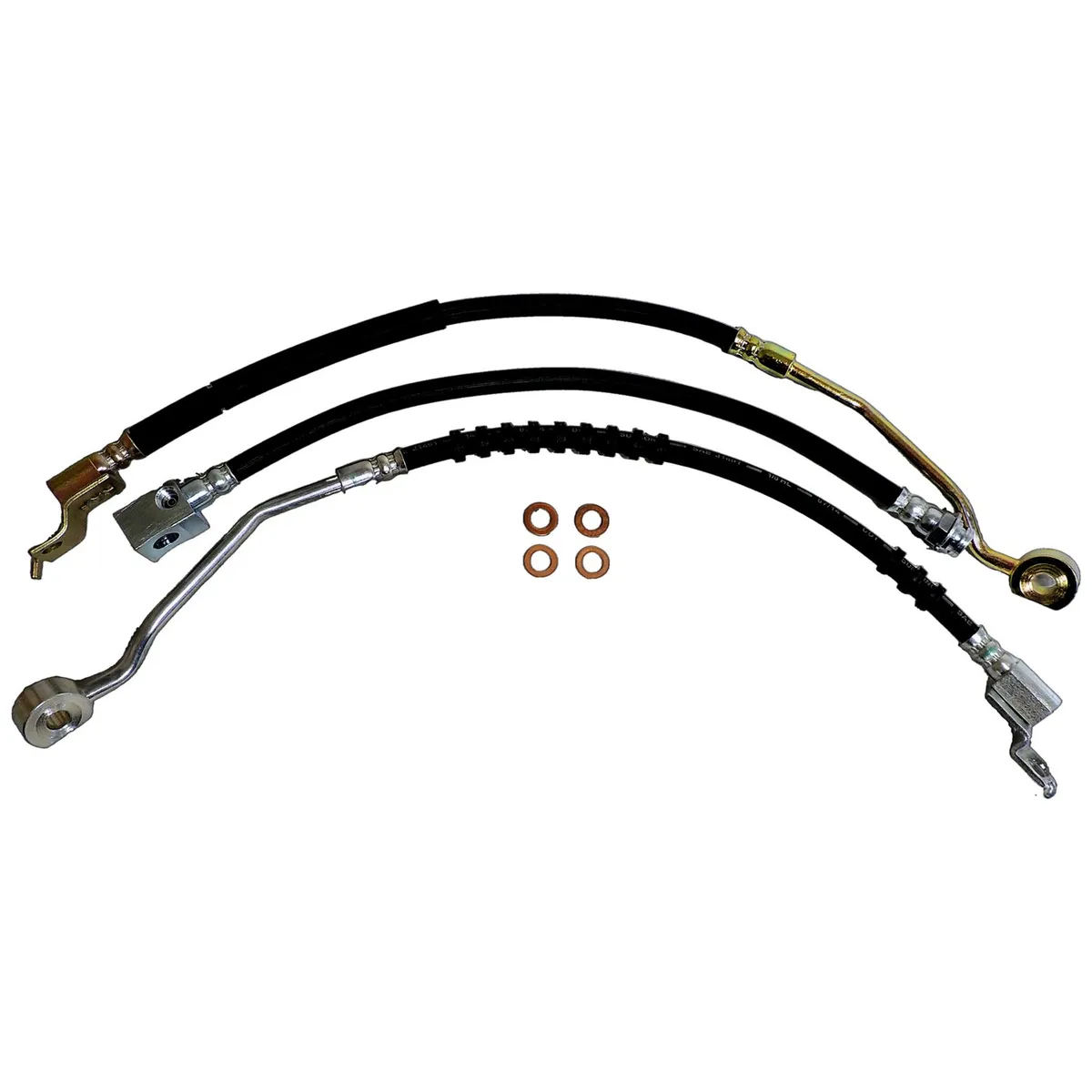Blacksilvercopper Brake Hose Kit Includes Left And Right Front Hoses Rear Hose to Axle, And 4 Brake Hose Washers product image