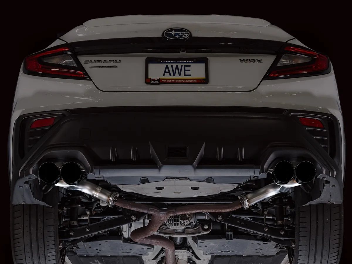 AWE Track Edition Axleback Exhaust for VB Subaru WRX - Diamond Black Tips 3020-43424 product image