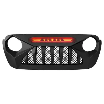 AMERICAN MODIFIED Demon Grille W/ Red Star Lights For 18+ Wrangler JL & Gladiator JT W/O Trailcam