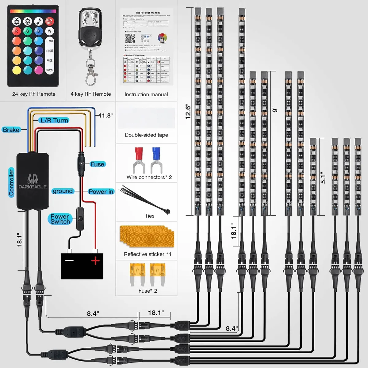 Motorcycle RGB LED Strip Lights –Underglow Accent Lighting product image