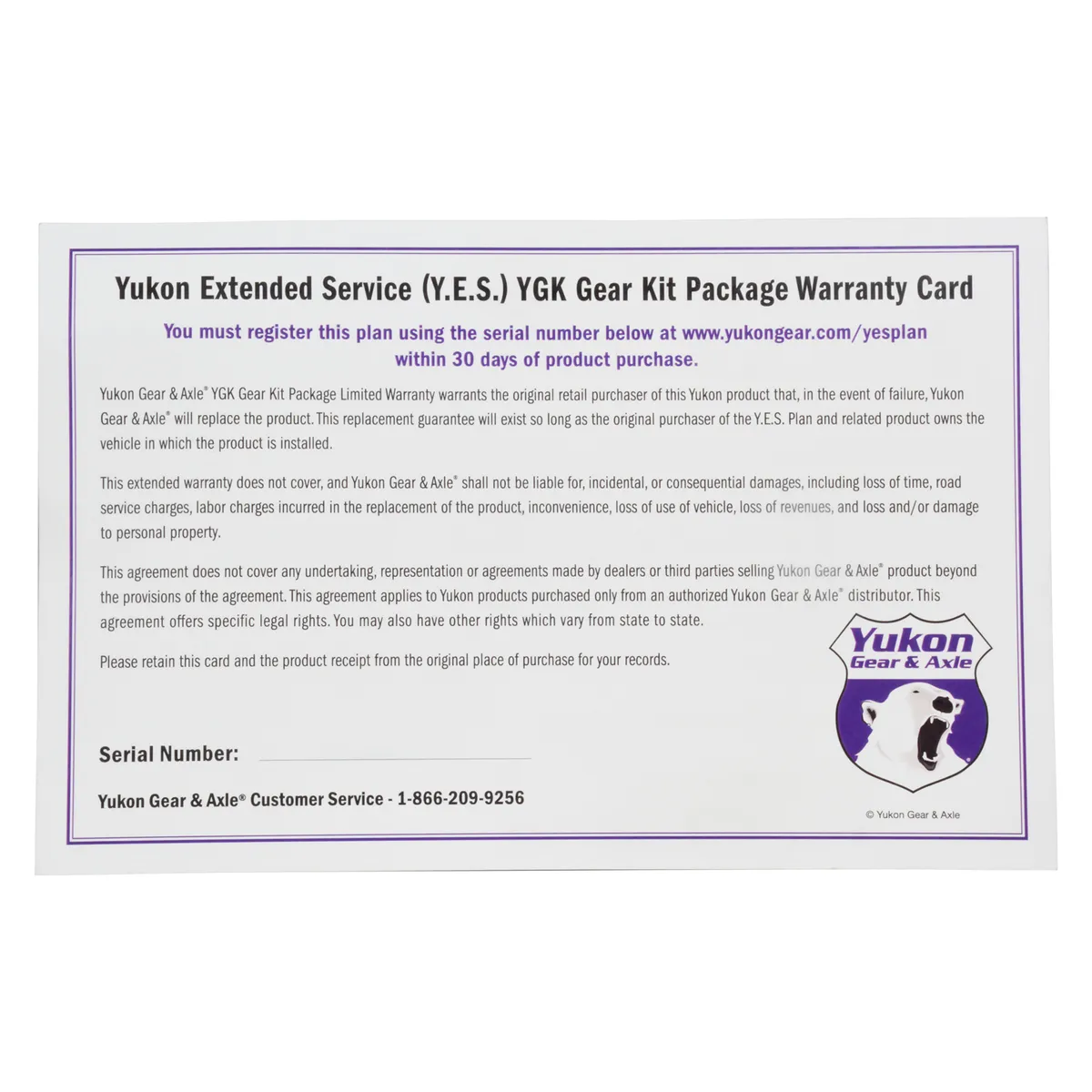 Extended Service (Yes) Plan Warranty For Gear Kits Y.E.S. Gear Kit - Extended Service Warranty Yukon Gear product image