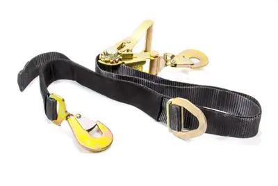 Mac's Tie Downs Combination Axle Strap Black 2in x 8ft With Direct Hook Ratchet And Twisted Snap Hook