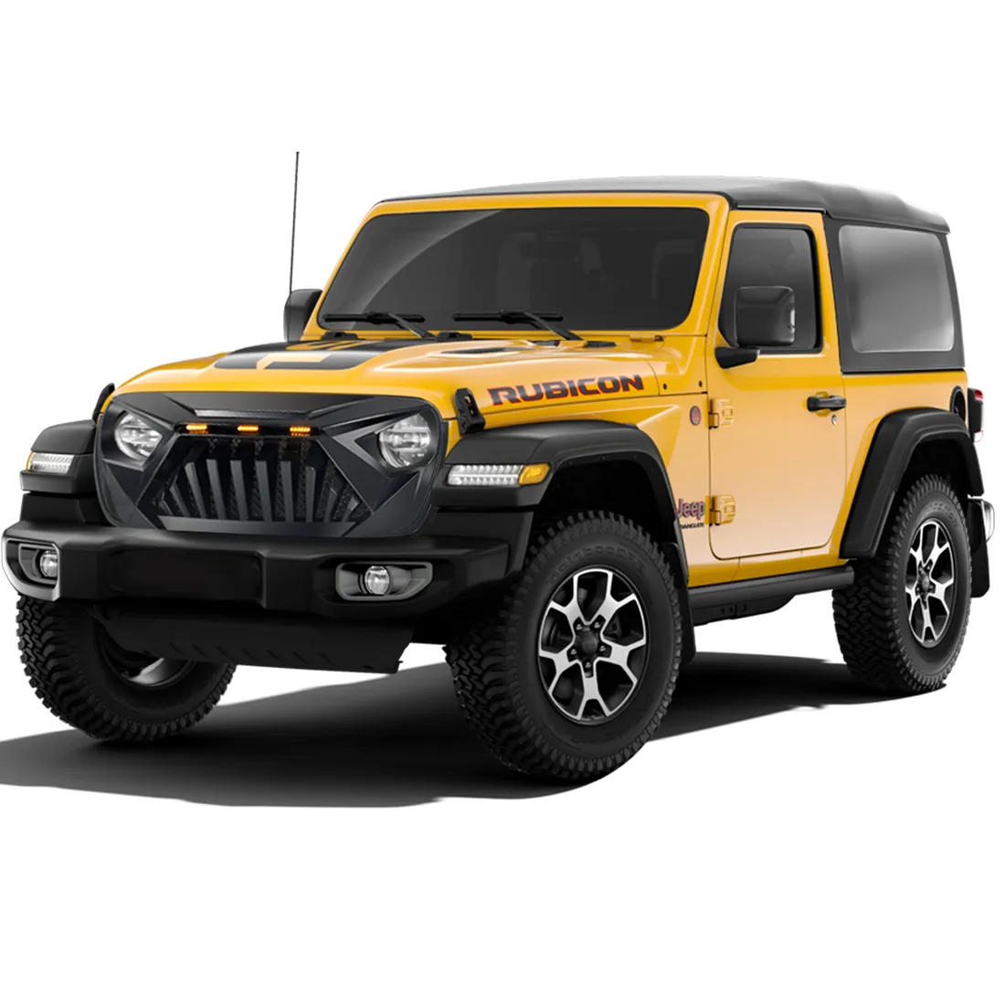 Front Goliath Grille W/Amber LED Running Light - Matte Black For 18+ Jeep Wrangler JL & Gladiator JT product image