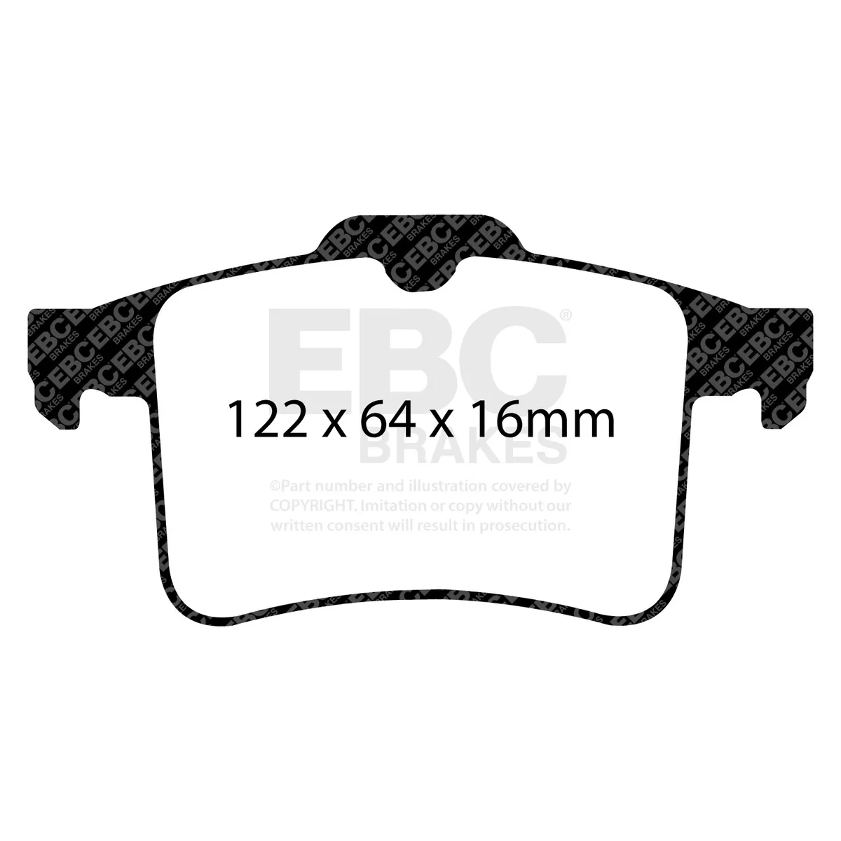 Yellowstuff Street And Track Brake Pads; FMSI Pad No. D1449; Vented; 376mm Dia.; 42mm Height; 26mm Thick; 64.5mm Center Hole Dia.; Pad Dimensions: 122 x 64 x 16mm; product image