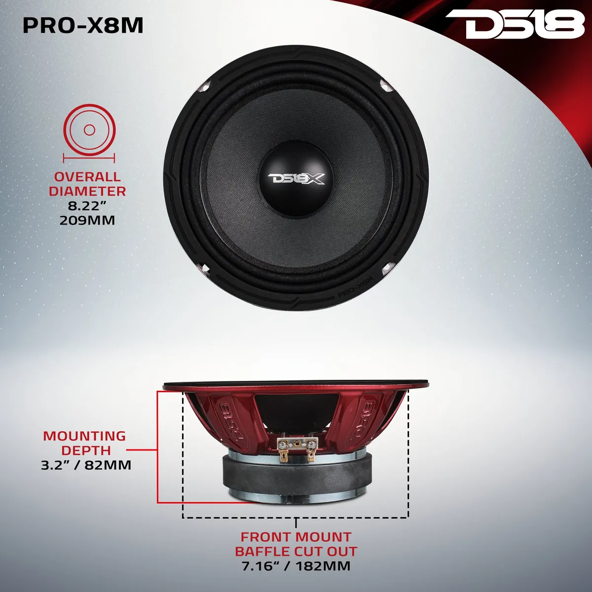 PRO-X 8" Mid-Range Loudspeaker 275 Watts Rms 8-Ohm product image
