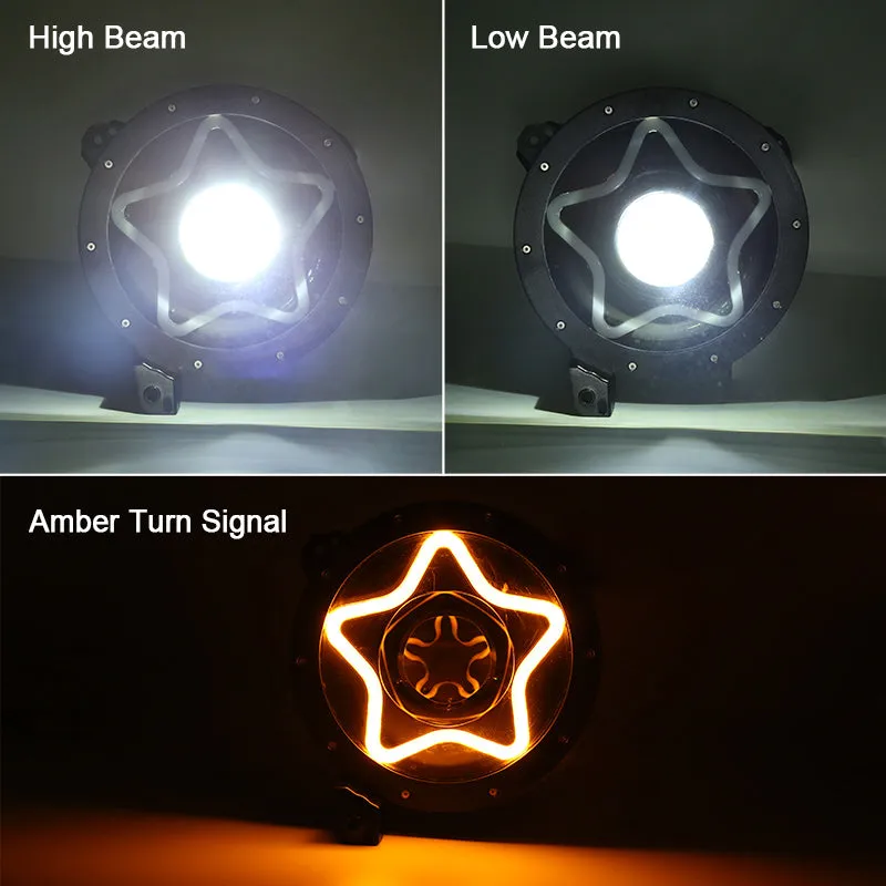 Star Style 9 Inch LED RGB Halo Headlights with Turn Signals for 2018-Later Jeep Wrangler JL and Gladiator JT product image