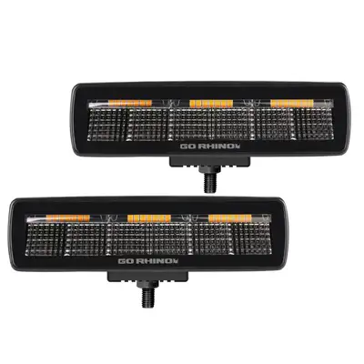 Go Rhino go Rhino 750600622fbs Blackout Combo Series - Sixline 6-Led Flood Light Pods, Pair, W/Amber Leds