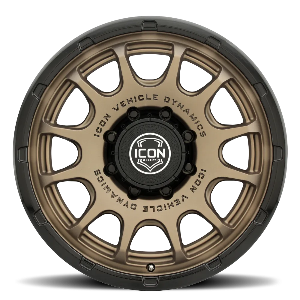 ICON ALLOYS | Rancho | Double Black | Silver Machined/Gloss Black Lip | Satin Bronze / Gloss Black Lip product image