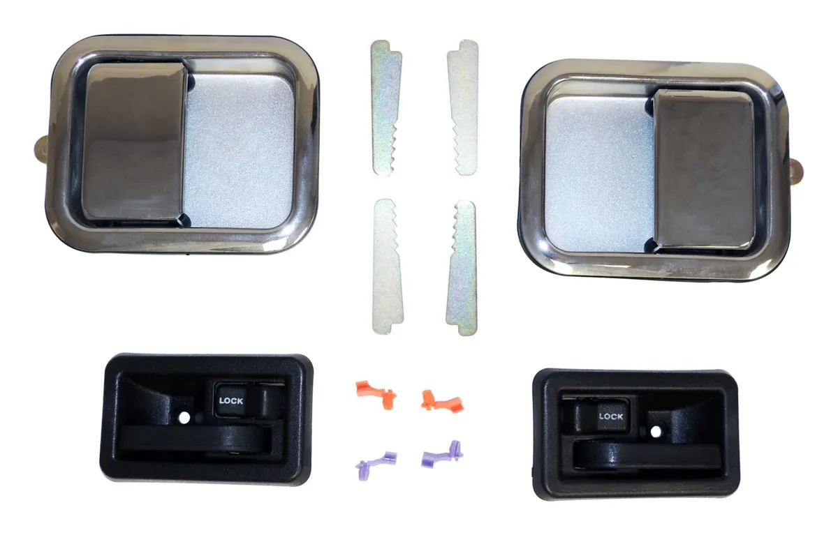Door Handle Kit; Incl. Full Interior/Exterior Door Chrome Handles/4 Keepers/Lock Rod Clips; w/Full Steel Doors; product image