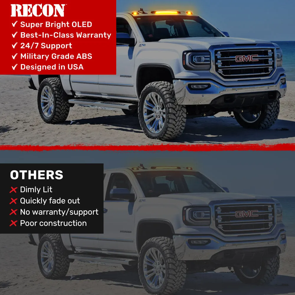 Gmc Chevy 15-19 3rd Gen Body Style Heavy-Duty 3-Piece Set Smoked Cab Roof Light Lens With 2-Way Forward Rear Facing White Ultra High-Power Leds - Plug-N-Play Installation Replaces OEM Installed Cab Roof Lights product image