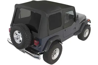 Rampage 9295 Wrangler Tinted Windows Black Denim Complete Repl Soft Top Kit W/Door Skins For 1/2 Dr Model