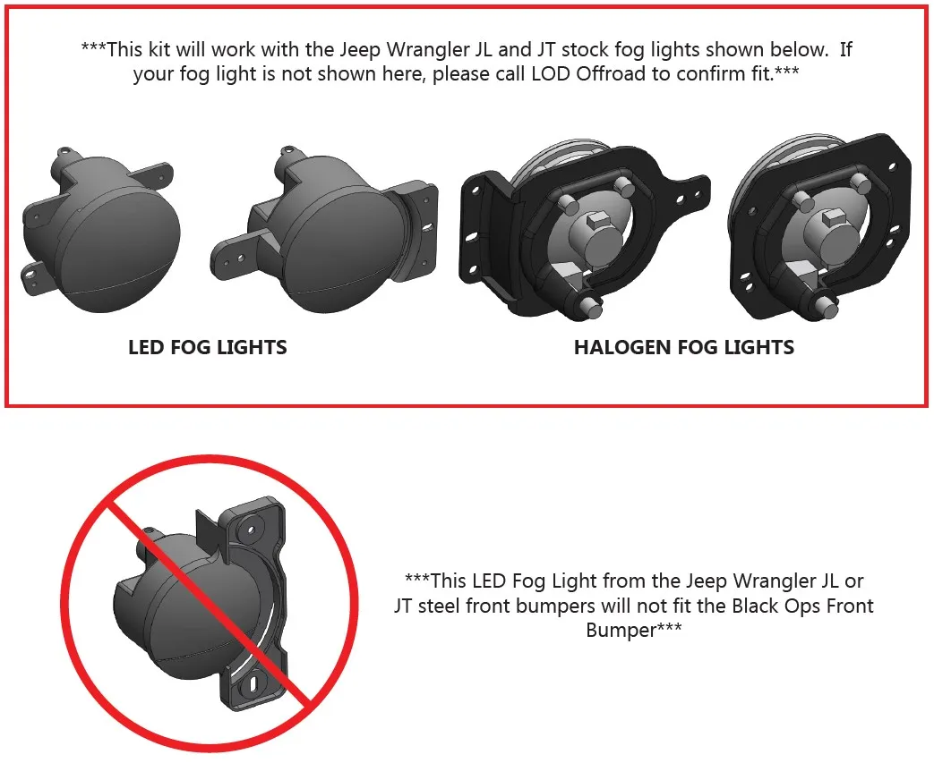 LOD Black Ops Jeep OEM Fog Light Bezel (pair) (Black Powder Coated) product image