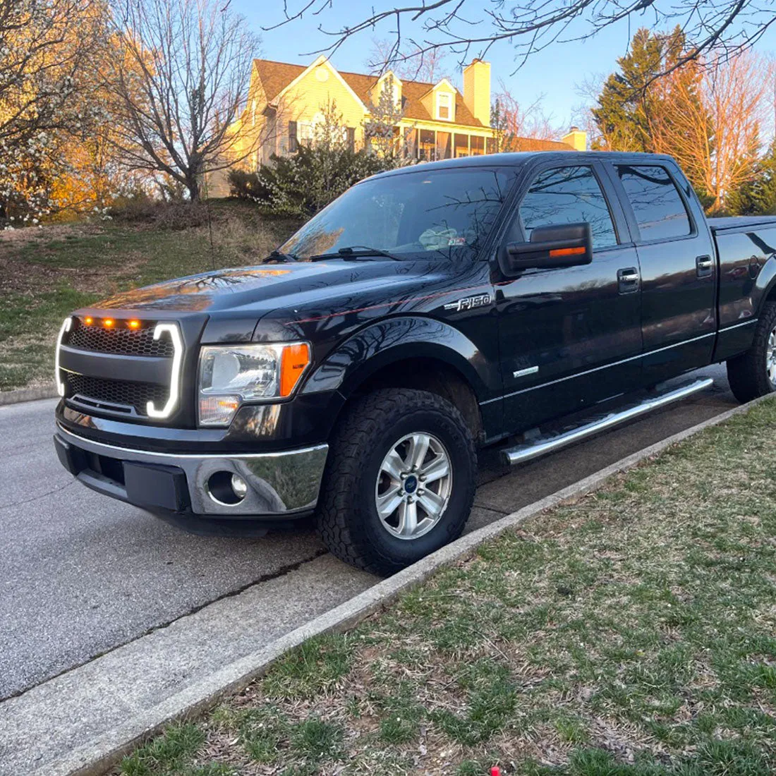 Raptor Style Mesh Grille W/ DRL & Turn Signal Lights - Matte Black For 2009-2014 Ford F150 product image