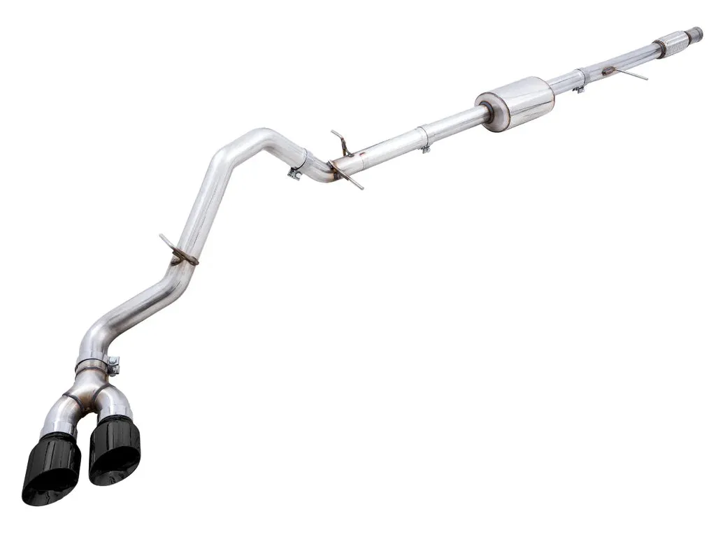 AWE 0FG Catback Split Rear Exit Exhaust for 4th Gen Silverado/Sierra 1500 5.3L (With Bumper Cutouts) - Quad Diamond Black Tips product image