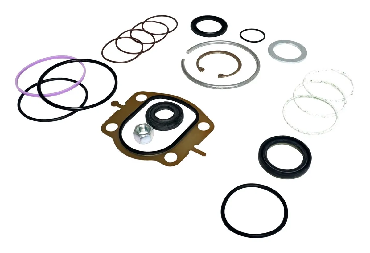 Steering Box Master Seal Kit; Incl. Sector Shaft Seal Upper/Lower; Piston O-Ring; Sector Shaft Snap Ring; Housing End Cap Ring/ O-Ring; Spool Valve O-Rings/Teflon™ Coated Rings; product image