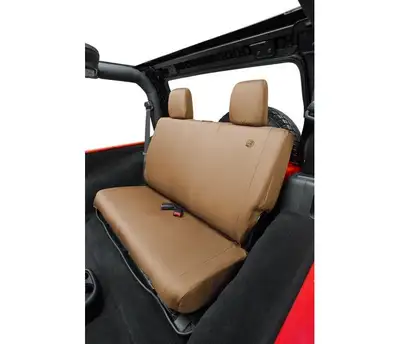 Bestop Jeep Wrangler Seat Covers For Jeep 2007-2018 Wrangler JK 2 Door Rear Premium Vinyl Fabric Tan Bestop