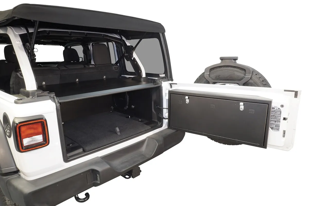 Deluxe Cargo Enclosure - '18-26 Wrangler JL {'21-26 Exc. 4XE}; 4-Door; w/ OEM Subwoofer (Black) product image