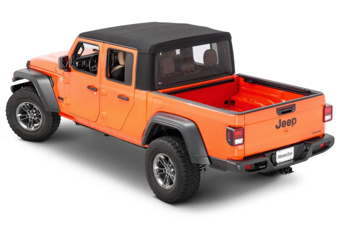Mesh Trail Screen Rear Window 2020-2024 JT Gladiator with Factory Soft Top 1 Piece Kit Black Mesh MasterTop product image