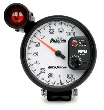 AutoMeter Gauge, Tachometer, 5", 10k RPM, Pedestal w/ ext. Shift-Lite, Phantom II