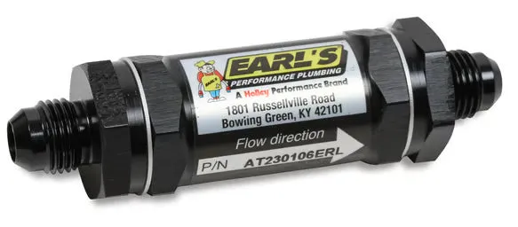 Earl's Performance Earl's Fuel Filter w/ Sintered Bronze Element - 35 Micron - 6 AN Male Inlet & Outlet - Black