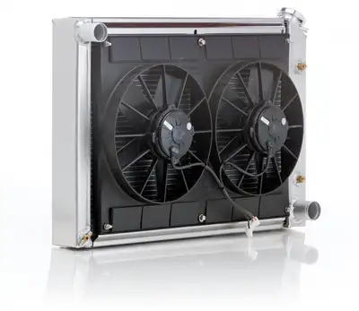 Be Cool Radiator Module Factory-Fit Natural Finish for 40-42 Willys w/Auto Trans Driver Water Pump Outlet 400-700 HP Be Cool Radiator