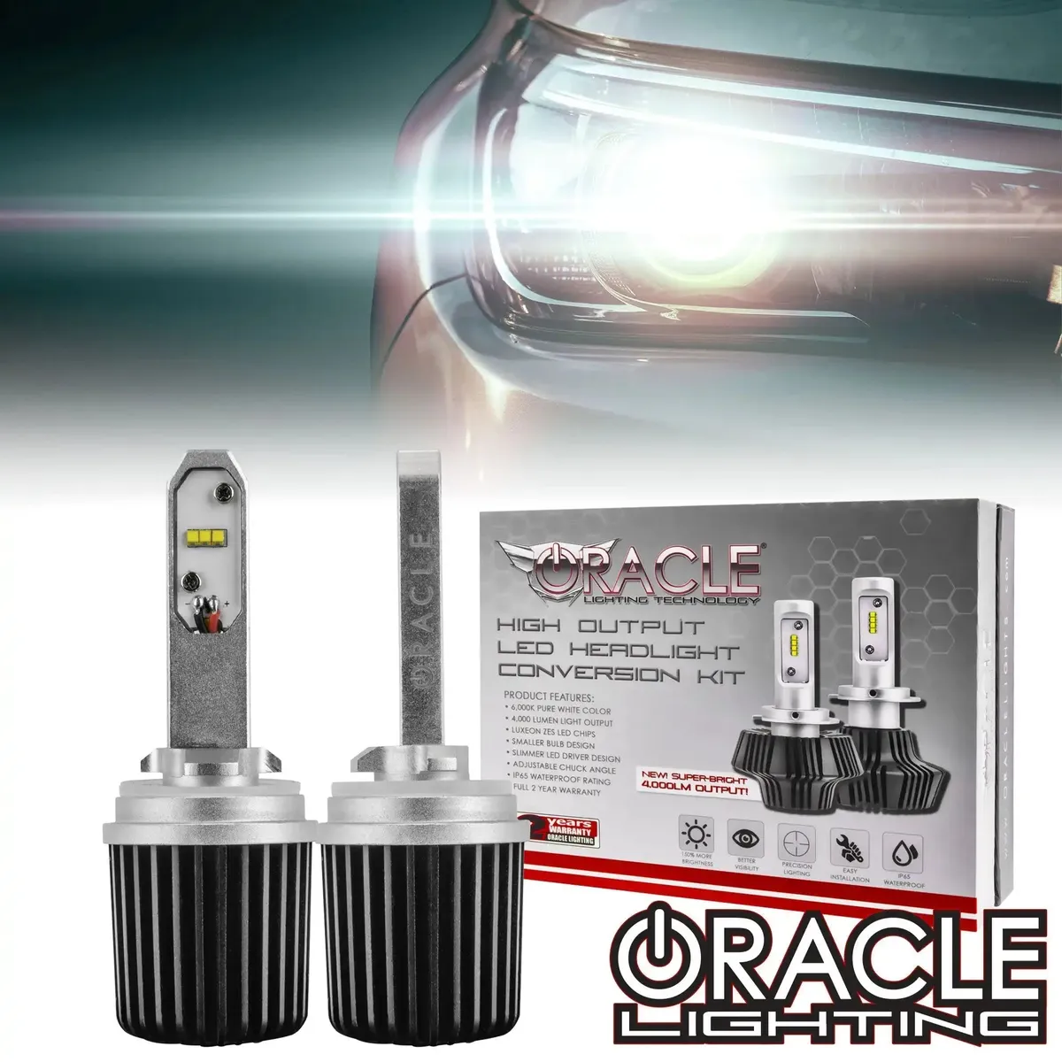 Oracle Lighting ORACLE Lighting 880/881/H27 - 4,000+ Lumen LED Light Bulb Conversion Kit (Low Beam)