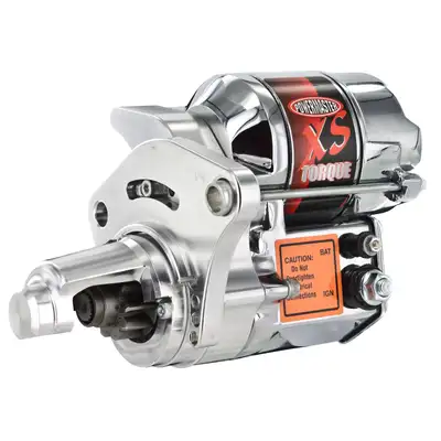 Power Master XS Torque Starter; Mounting Block w/Nose Cone; 200 ft./lb. Torque; 18:1 Compression Ratio; 4.4-1 Gear Reduction; Chrome;