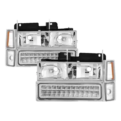 Spyder Auto XTune Bumper Headlights/Corner Lights; LED; Not For Use w/Sealed Beam Headlights; Chrome;