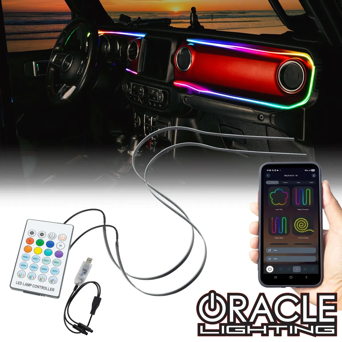 ORACLE Lighting 2018-2023 Jeep Wrangler JL/Gladiator JT Dynamic ColorSHIFT LED Interior Dash Board Kit product image