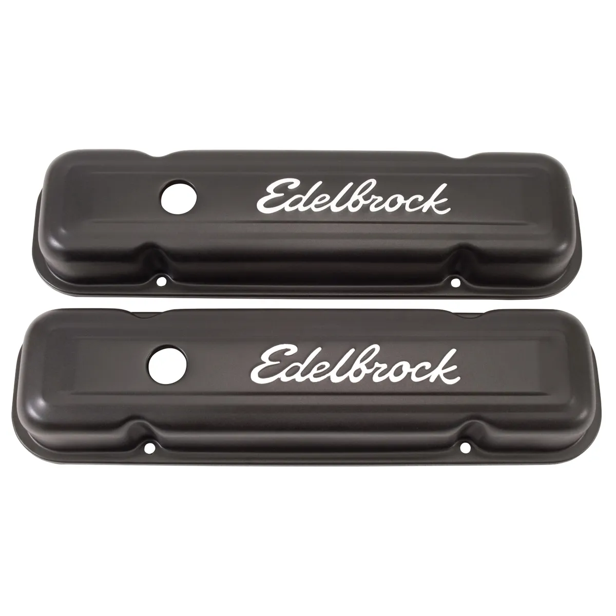 Edelbrock 4453 Signature Series Valve Covers, Black, Low Profile, Pontiac 301-455 V8, '62-'79 product image
