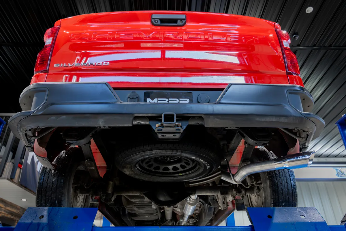 2019-Present Silverado/Sierra 1500 2.7L Aluminized Steel 3 Inch Cat-Back Single Side Exit Armor Lite MBRP product image