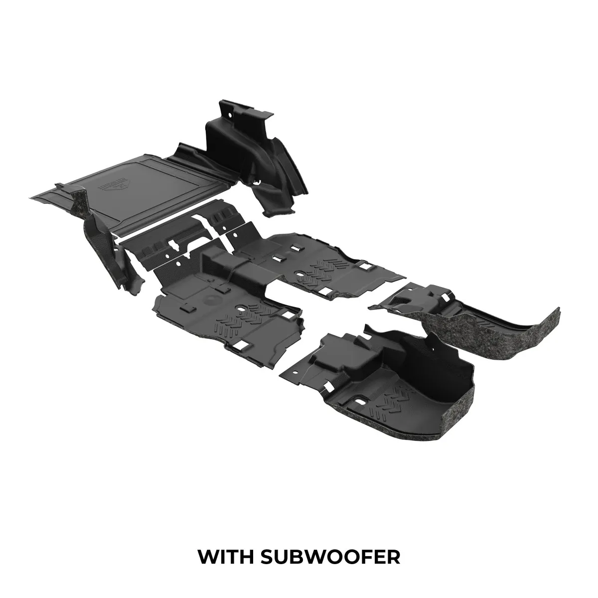 18-23 JLU 4DR full vehicle kit front and rear flooring cargo mat cargo closeout wheelhouse covers NO subwoofer mesa smoke product image
