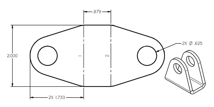 4-Link Rod End Bracket .875 Inch Wide For 3/4 x 5/8 Inch Heim Ridetech product image