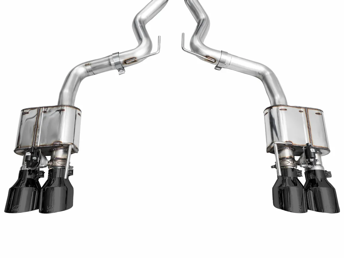 AWE SwitchPath Exhaust for Ford Mustang S550 Mach1 - Quad Diamond Black Tips 3025-43551 product image