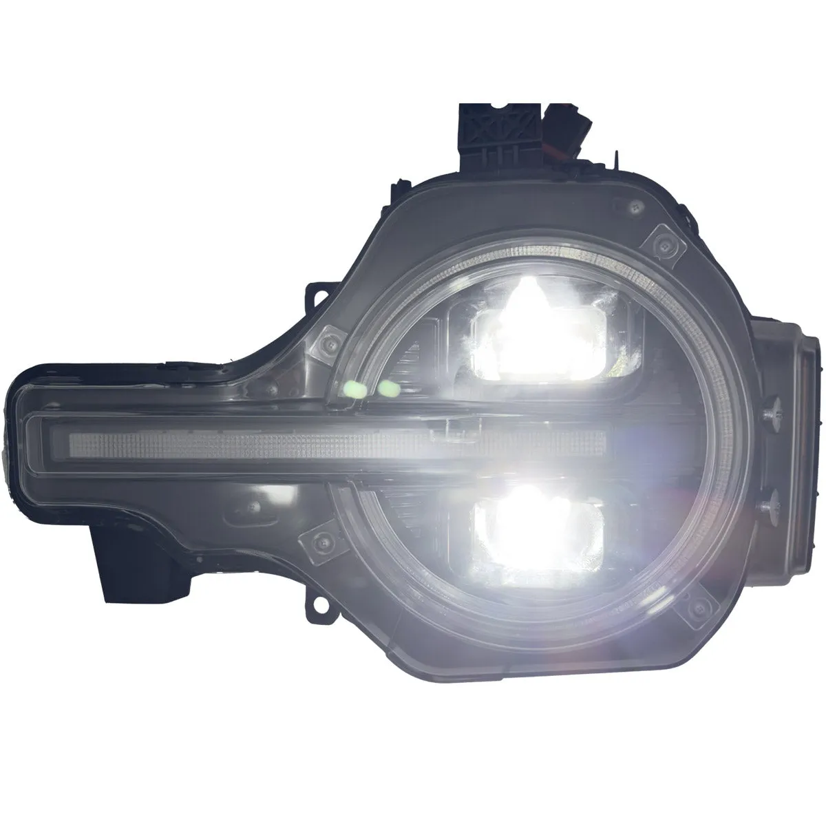 Recon Ford Bronco 21-24 LED Projector Headlights w Ultra High Power LED hi Low Beam White LED Scanning Turn Signals With Start-Up Lighting Sequence White LED Daytime Running Lights - Smoked / Black With White LED Turn Signals 264479bkwh product image