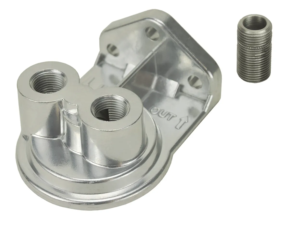 Derale 25044 Single Ports Up 1/4 NPT Remote Filter Mount with 3/4-16 Filter Threads product image