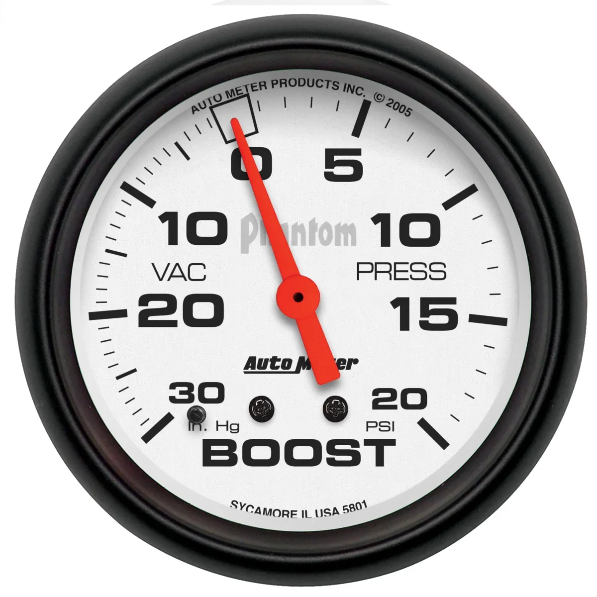 Gauge, Vac/Boost, 2 5/8", 30inHg-20psi, Mechanical, Phantom product image