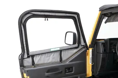 Bestop Black Denim Door Skins Upper Door Skins Set Jeep 97-06 Wrangler; Fit existing factory upper door frames; no door rails or frames included