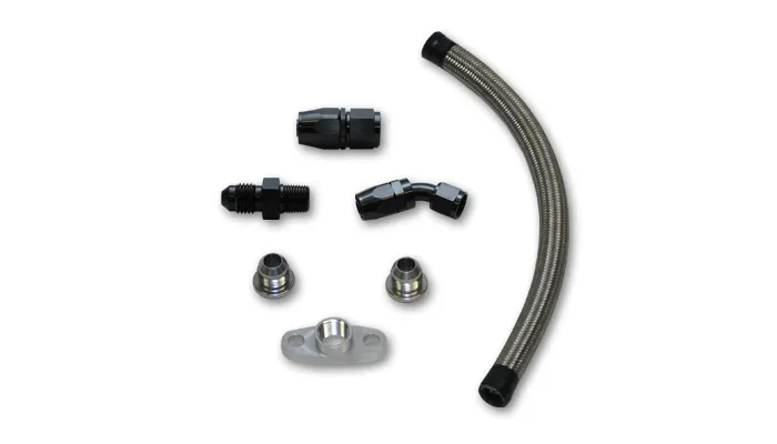 Vibrant Performance Vibrant Performance - 10280 - Universal Oil Drain Kit for T3/T4 Turbos (12 in. long line)