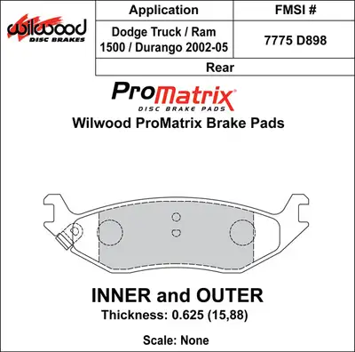 Wilwood Brakes 2002 - 2004 Dodge Original Equipment Pads - 150-D0898K