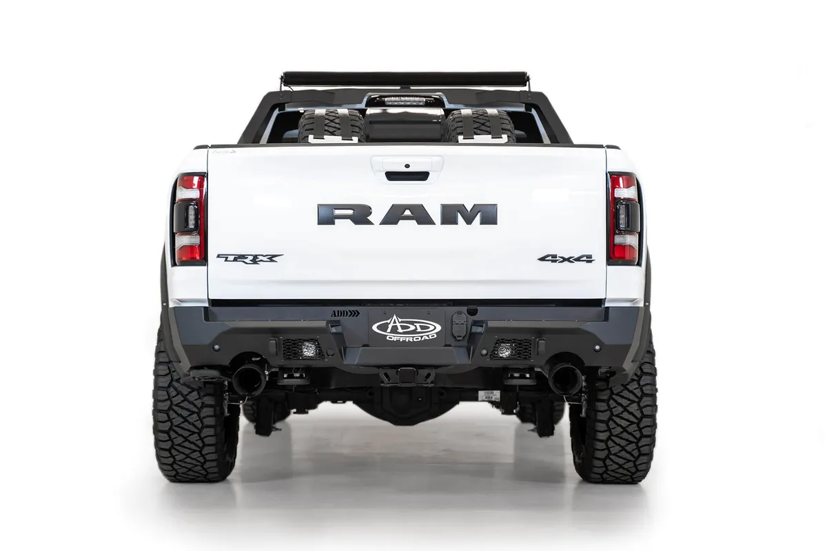 RAM 1500 Trx Stealth Fighter Rear Bumper With D-Rings With 2 Rigid Duallies in Hammer Black With Satin Black Panels 2021 RAM 1500 Trx product image