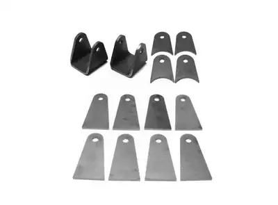 Steinjager Steinjäger Tabs and Clevises, Weld On 4 Link Tab and Clevis Kits 0.563 Bore 3.50 Axle Diameter 4 Axle Tabs 4.00 Inches Long 8 Flat Tabs 4.00 Inches Long 2 Clevises with 3.00 Inch Jaw