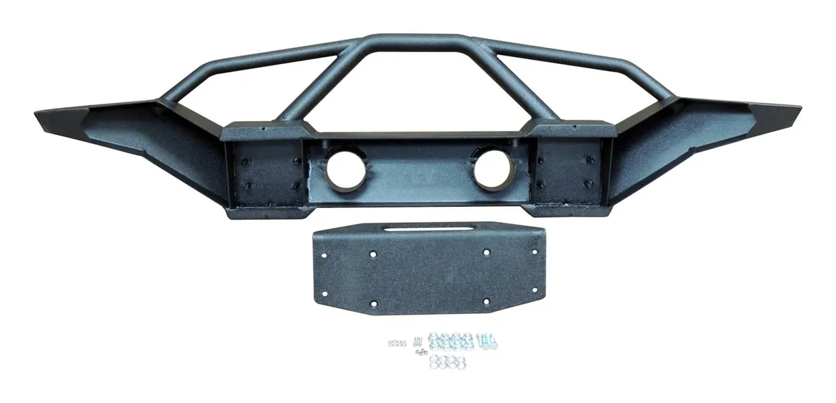 RTOff-RoadJeepHDBumperBlackHeavyDutyFrontBumper316inColdRolledSteedConstructionGlossBlackPowderCoatFinishBoltOnInstallationShackleMountswD-RingsIncluded4inLightOpeningallowsforuseofFactoryorAftermarketLightsInte product image