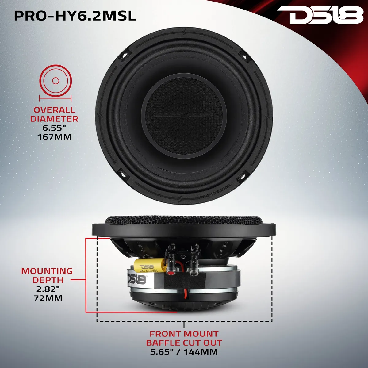 PRO 6.5" Hybrid Slim Loudspeaker with a 1" Compression Driver Horn | 150W RMS 2-Ohm product image