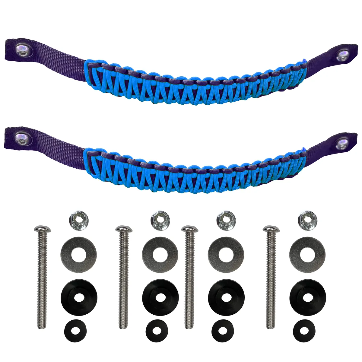 Paracord Grab Handles Front Pair Bolt-On For Jeep Wrangler Jl, Jlu & Gladiator 2018-2025 - 550 Paracord | Bartact | Black / Royal Blue product image