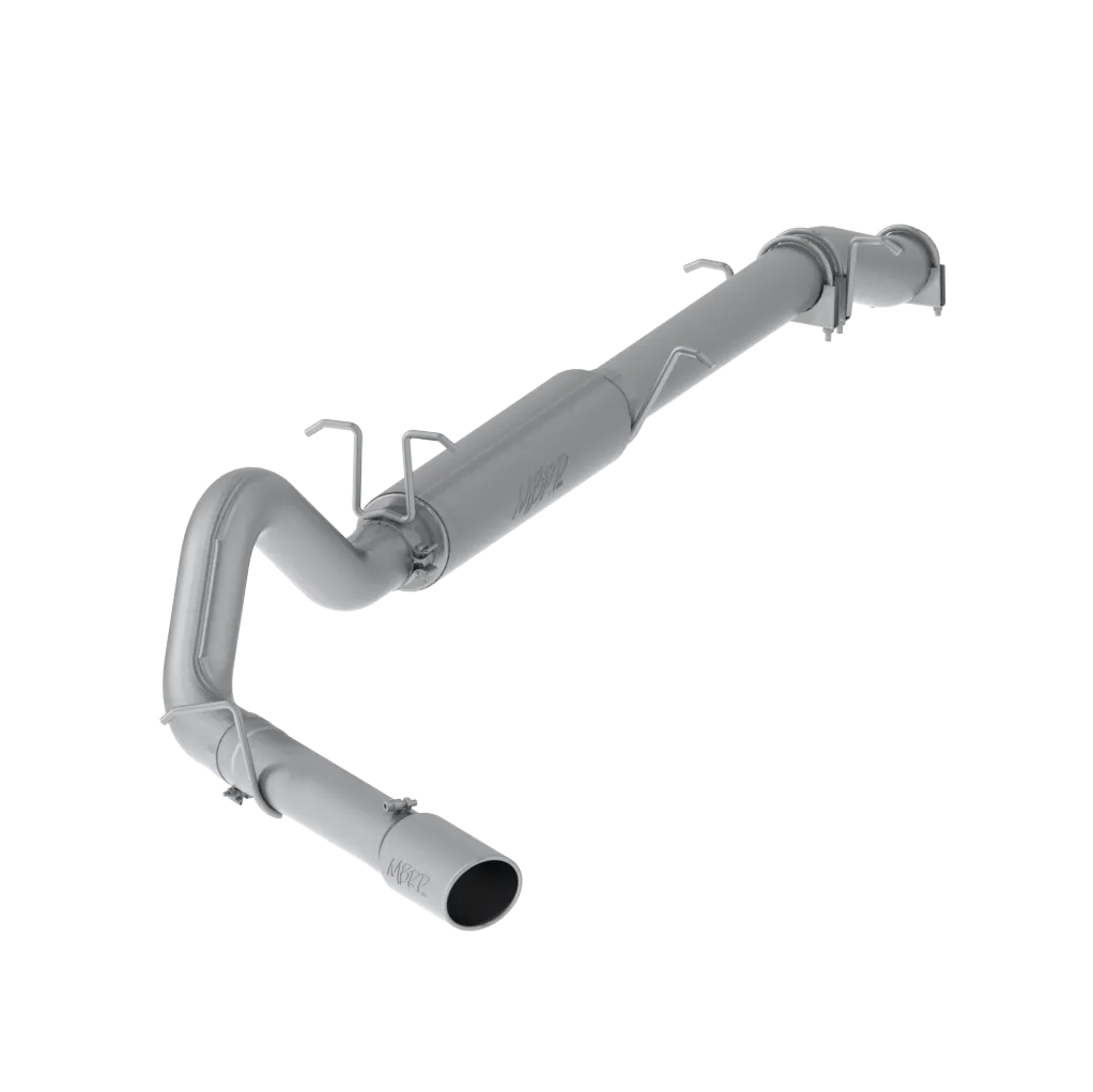 Armor Plus Cat Back Exhaust System; 4 in.; Incl. Ext. Pipe/Muffler/Over Axle Pipe/Tailpipe/Hardware/5 in. OD Tip; Single Side Exit; T409 Stainless Steel; product image