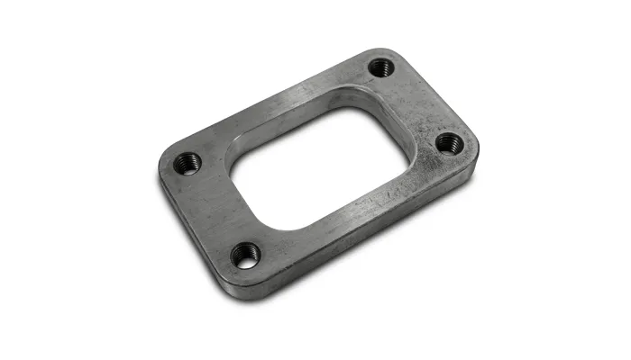 Turbo Inlet Flange; 44.5mm Bhcch; 85.73mm Bhccw; M10x1.5 Bhts; 66.8mm Overall h; 108mm Overall w; 0.5 In. Thickness; 46.5mm Port h; For T3; Mild Steel; W/Tapped Holes; product image